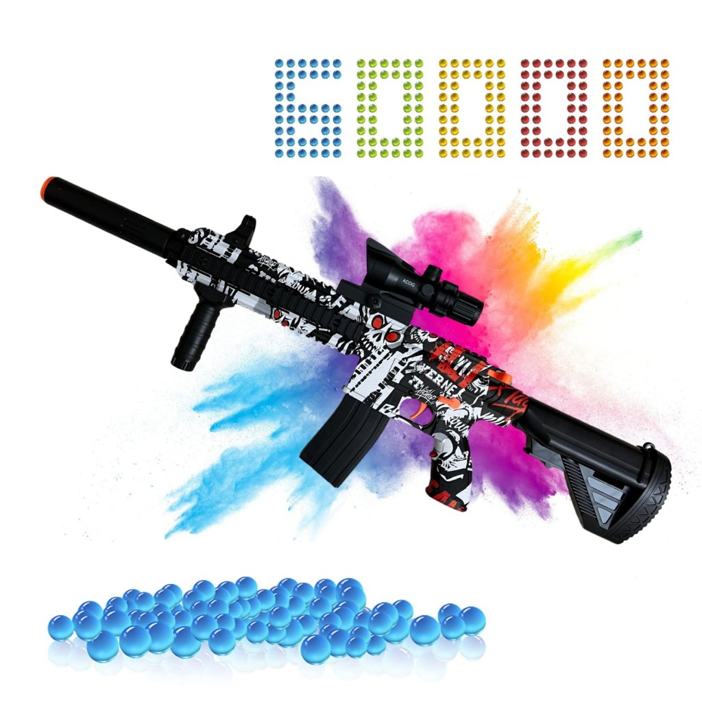 Picture of: Automatic Electric Gel Gun with Blasting Bullets –  Water Ammo Bullets  – M Splatter Ball for Kids + and Adults – Orbeez –  Modes – Rapid
