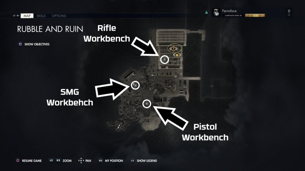 Picture of: Sniper Elite : Rubble and Ruin Workbench locations map  AllGamers